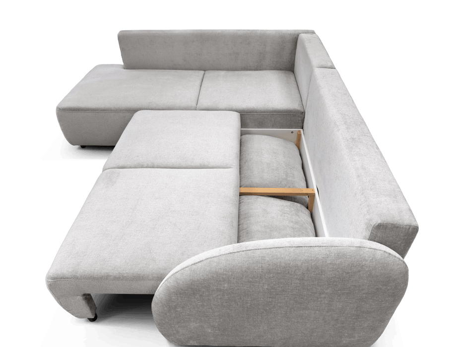 Canapé d'angle Flavia convertible en lit avec coffre de rangement