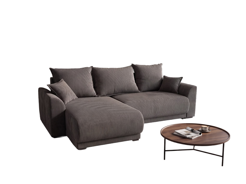 Canapé d'angle Lima convertible en lit et coffre de rangement